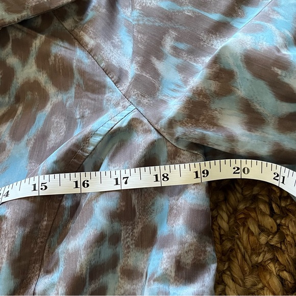 Simonton Says Women Animal Print Anorak Jacket XS Blue Grey Tie Waist Rain Slick - Picture 14 of 16